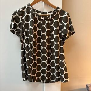 Boden Polka Dot Pleated Neck Blouse – Size US 6